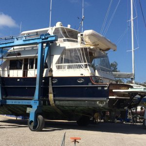 lifting her back in after platform was fitted 11.1.17