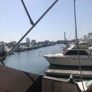 Part of the view of the city from the boat. The new Ocean Club in the background.