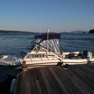 On the dock in Sullivan Maine overlooking Frenchmans day with MDI in the background