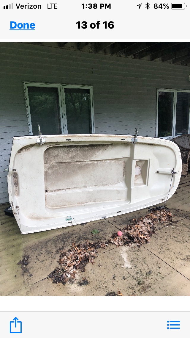 9’ Boston Whaler dirty, bottom chipped from dragging across concrete, cracks & holes to the cockpit, no seats.