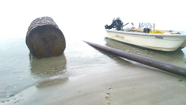 Big stick, tough pull off the beach.