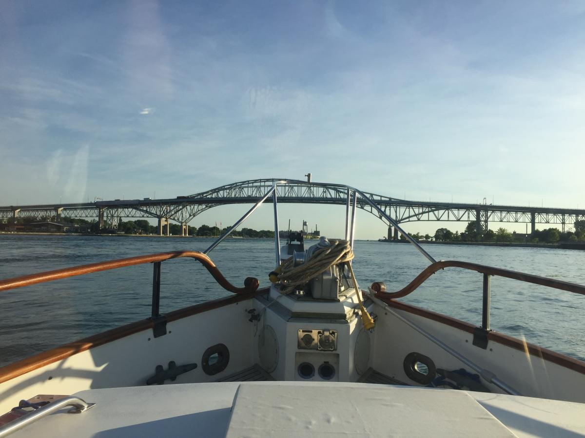 Blue Water Bridge at Port Huron - Sarnia.  Four knot current directly under bridge.