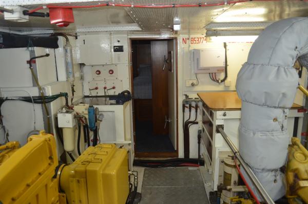 Engine room full height stand up, this shot is looking aft when we brought her in 2013, since then we have upgraded some systems.