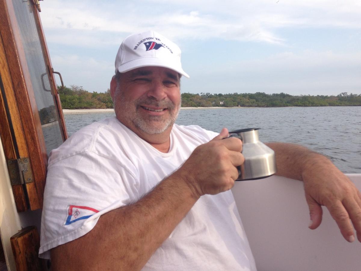 Morning coffee on the forward cockpit