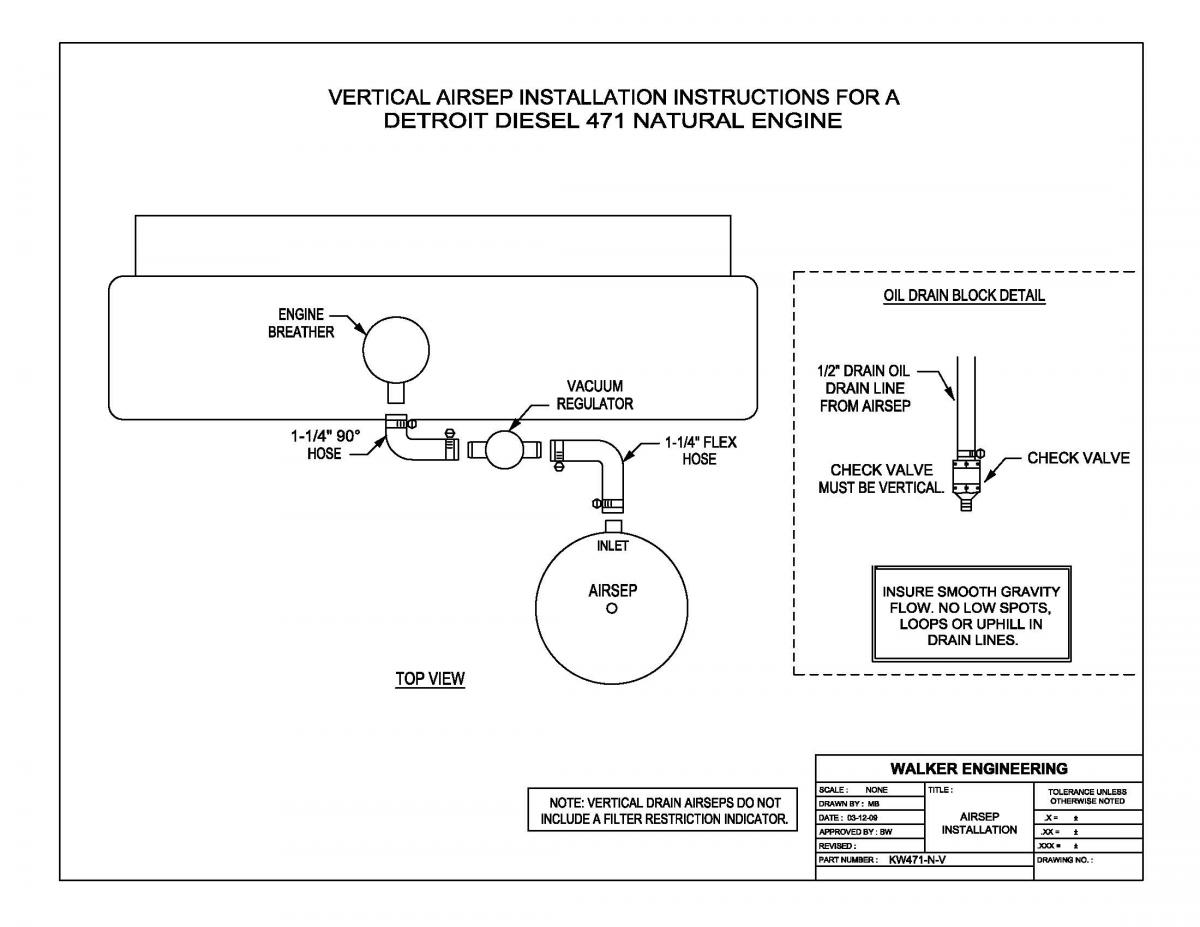 Walker AIRSEP Schematic DDC 4-71 Natural (Vertical Install)